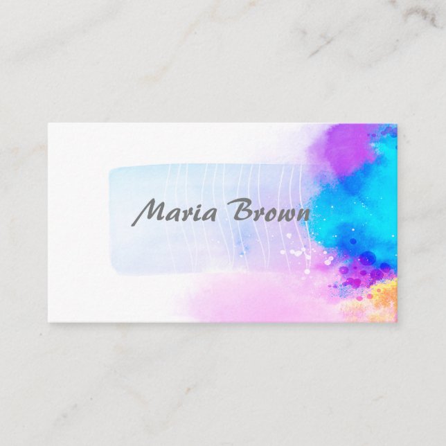 modern turquoise and purple abstract art design  business card (Front)