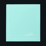 Modern Turquoise and White Girly Script Name   Notepad<br><div class="desc">Add your custom name to this elegant minimalistic simple notepad. Feel free to customize and personalize. Edit and colour options are available.</div>