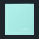 Modern Turquoise and White Girly Script Name Notepad<br><div class="desc">Add your custom name to this elegant minimalistic simple notepad. Feel free to customize and personalize. Edit and colour options are available.</div>