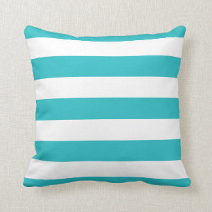 Modern Turquoise and White Stripes Throw Pillow