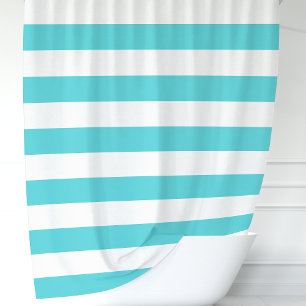 Modern Turquoise and White Wide Stripes
