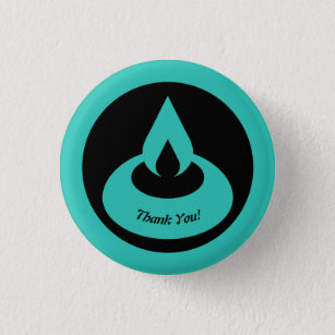 Modern Turquoise & Black Oil Light Thank You! 1 Inch Round Button