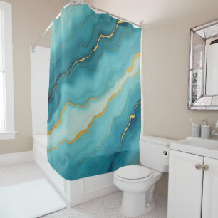 Modern Turquoise Blue Gold Marble Collection
