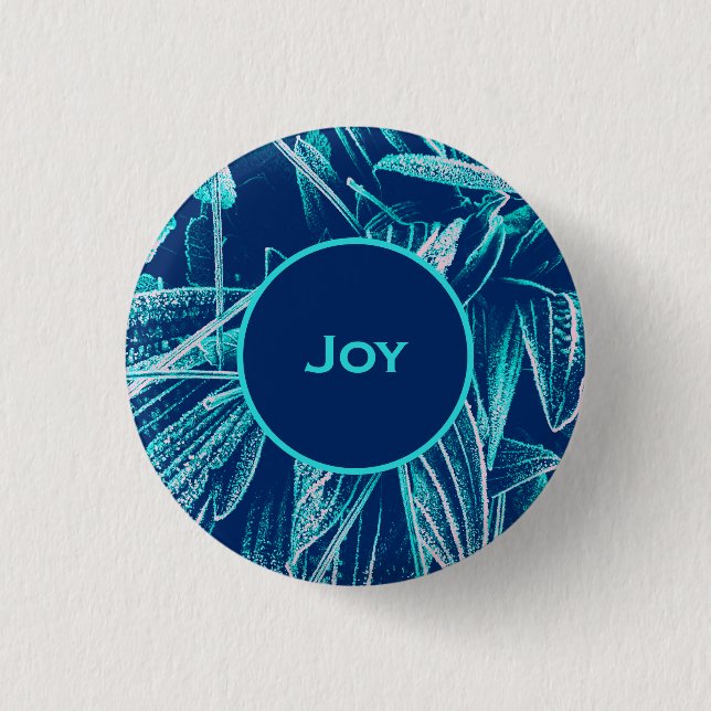 Modern Turquoise Blue Nature Custom Christian Joy 1 Inch Round Button (Front)