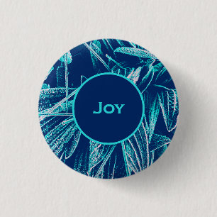 Modern Turquoise Blue Nature Custom Christian Joy 1 Inch Round Button