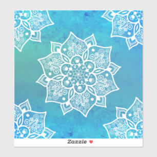 Modern turquoise blue ombre watercolor mandala