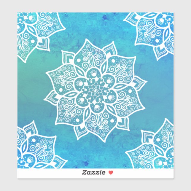 Modern turquoise blue ombre watercolor mandala (Sheet)