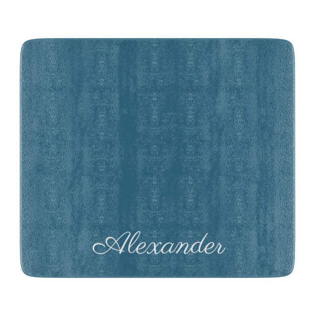 Modern Turquoise Blue template,  White Script   Cutting Board (Front)