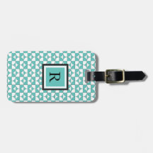 Modern Turquoise Circles Pattern Luggage Tag