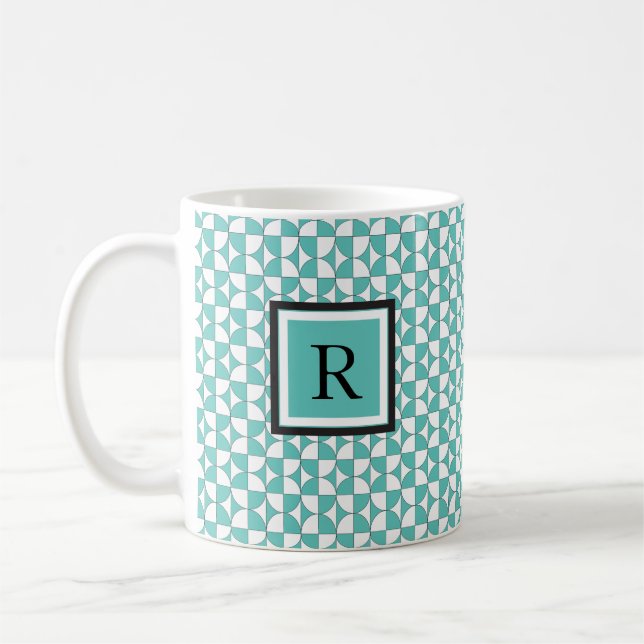 Modern Turquoise Circles Pattern Mug (Left)