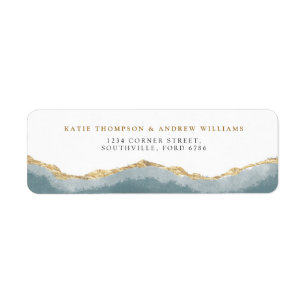 Modern Turquoise Gold Agate Wedding Address