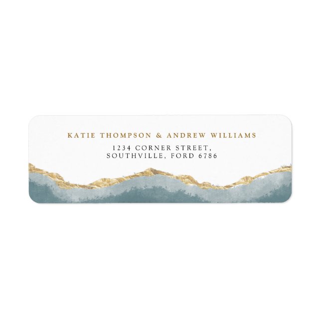 Modern Turquoise Gold Agate Wedding Address (Front)
