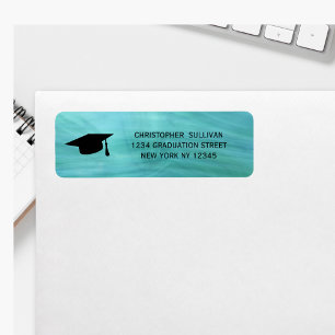 Modern Turquoise Graduation Adresse de retour