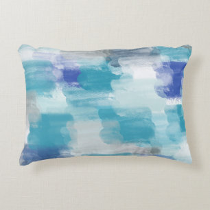 Modern Turquoise & Gray Watercolor Abstract Art  Accent Pillow