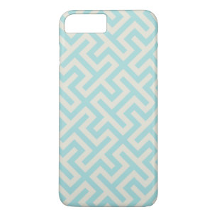 Modern turquoise greek key geometric patterns Case-Mate iPhone case