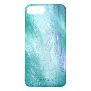 Modern Turquoise Green Blue Abstract Brush Strokes Case-Mate iPhone Case