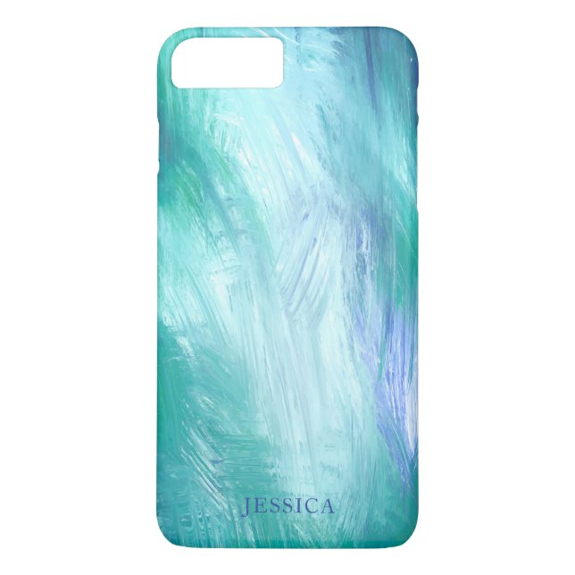 Modern Turquoise Green Blue Abstract Brush Strokes Case-Mate iPhone Case (Back)