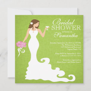 Modern Turquoise Green Bride Wine Bridal Shower Invitation