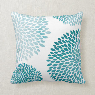 Modern Turquoise Green Flower Petals Throw Pillow