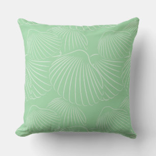 Modern Turquoise-Green Seashell Throw Pillow