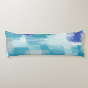 Modern Turquoise & Grey Watercolor Abstract Art  Body Pillow