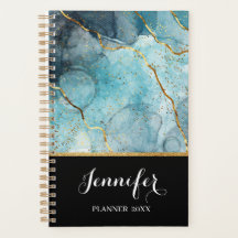 Modern Turquoise & Liquid Gold Marble Custom 