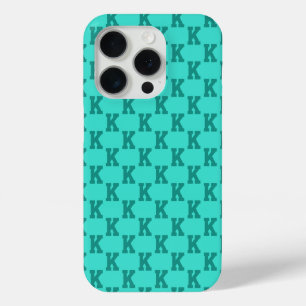 Modern Turquoise Monogram Name Solid Colour Teal iPhone 15 Pro Case
