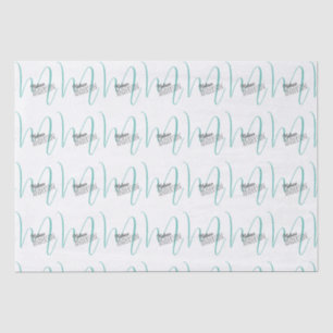 Modern Turquoise Monogram Personalized Name Tissue Paper