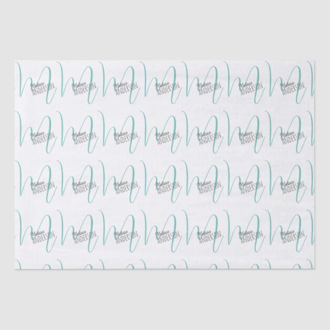Modern Turquoise Monogram Personalized Name Tissue Paper (Front)
