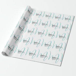 Modern Turquoise Monogram Personalized Name Wrapping Paper