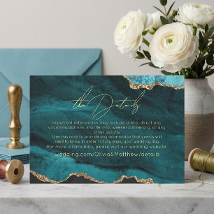   Modern Turquoise  Photo Details Wedding  Enclosure Card