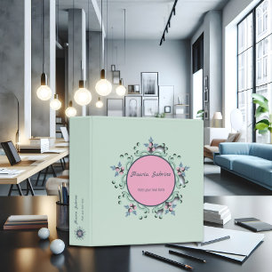 Modern turquoise Pink Floral Mandala Doodles  Binder