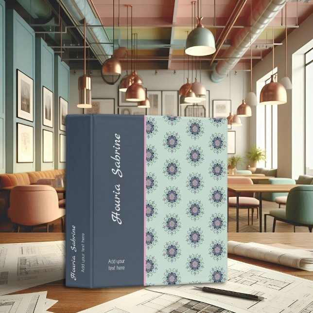 Modern turquoise Pink Floral Mandala Doodles  Binder (Creator Uploaded)