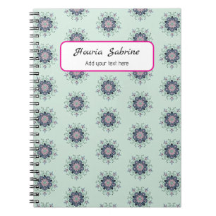 Modern turquoise Pink Floral Mandala Doodles  Notebook