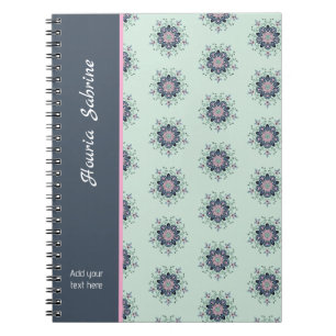Modern turquoise Pink Floral Mandala Doodles  Notebook