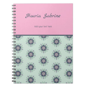 Modern turquoise Pink Floral Mandala Doodles  Notebook