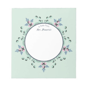 Modern turquoise Pink Floral Mandala Doodles Notepad