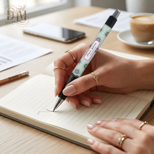 Modern turquoise Pink Floral Mandala Doodles Pen