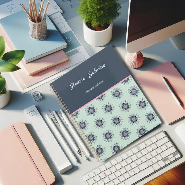 Modern turquoise Pink Floral Mandala Doodles  Planner (Creator Uploaded)