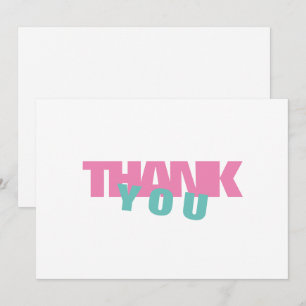 Modern Turquoise & Pink Personalized Thank You Card