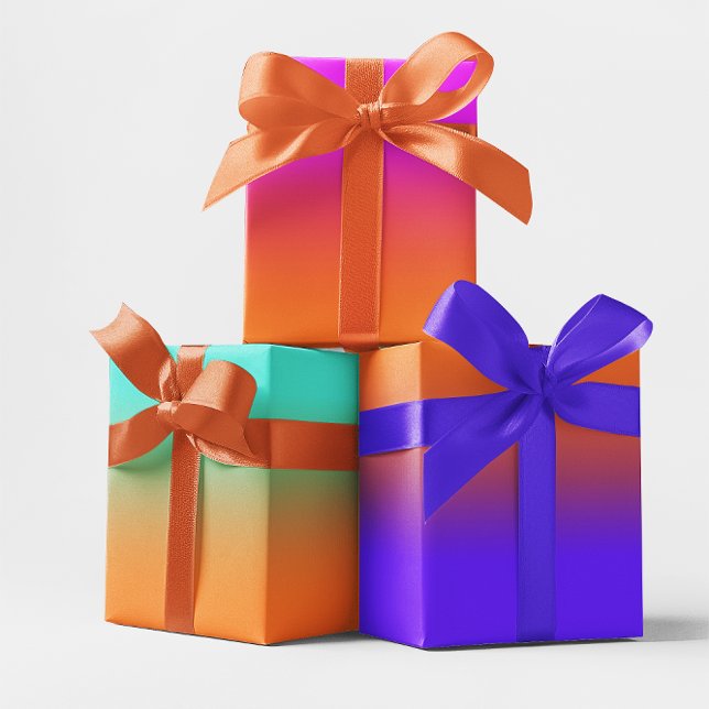 Modern Turquoise Pink Purple and Orange Gradient Wrapping Paper Sheet (Modern Turquoise Pink Purple and Orange Gradient Wrapping Paper Sheets)