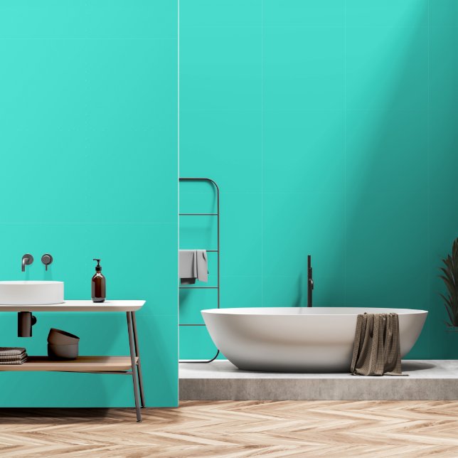 Modern Turquoise Plain Solid Colour Teal  Wallpaper (Bathroom)