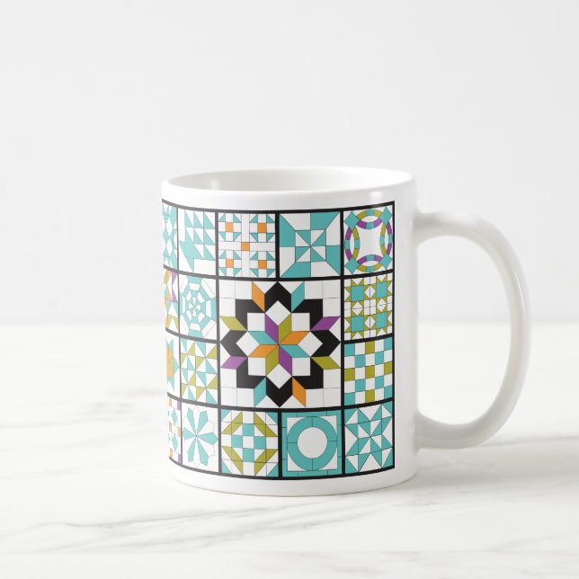 Modern Turquoise Sampler Quilt Coffee Mug (Right)
