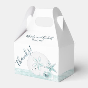 Modern Turquoise Seashells Beach Wedding Party Favor Box