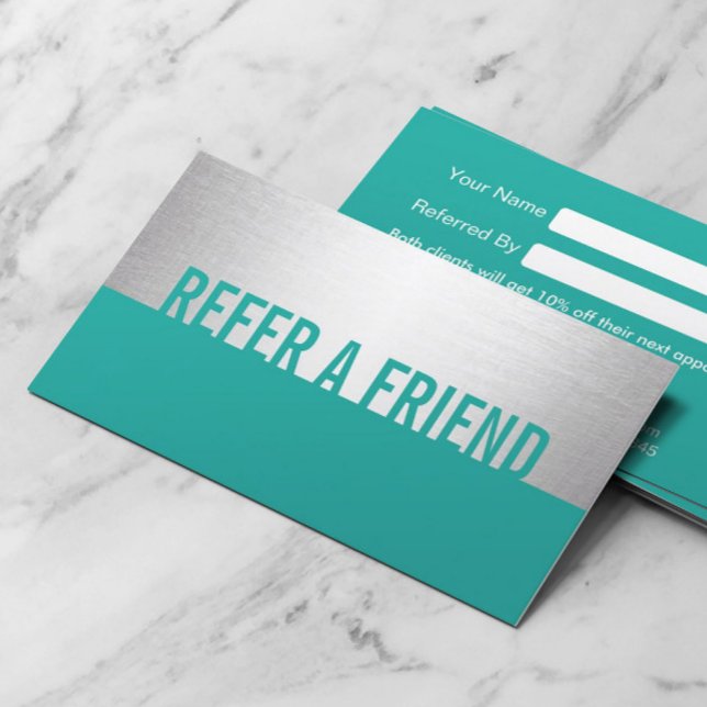 Modern Turquoise & Silver Beauty Salon Referral (Creator Uploaded)
