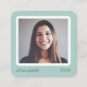 Modern Turquoise Social Media Follow Me Photo Square Business Card