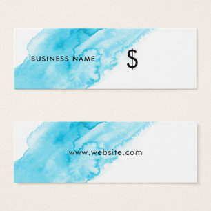 Modern Turquoise Watercolor Splash White Price Tag