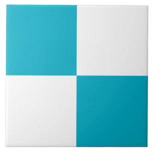 Modern Turquoise White Checkered Ceramic Tile