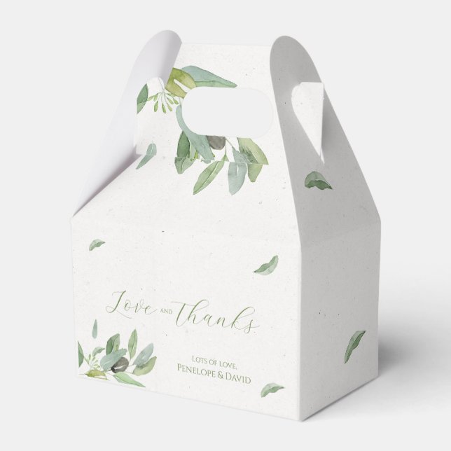 Modern Tuscany Olive Leaves Branch Favor Box (Back Side)
