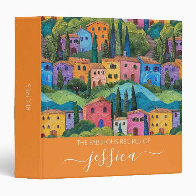 Modern tuscany pattern name recipe binder (Front/Spine)